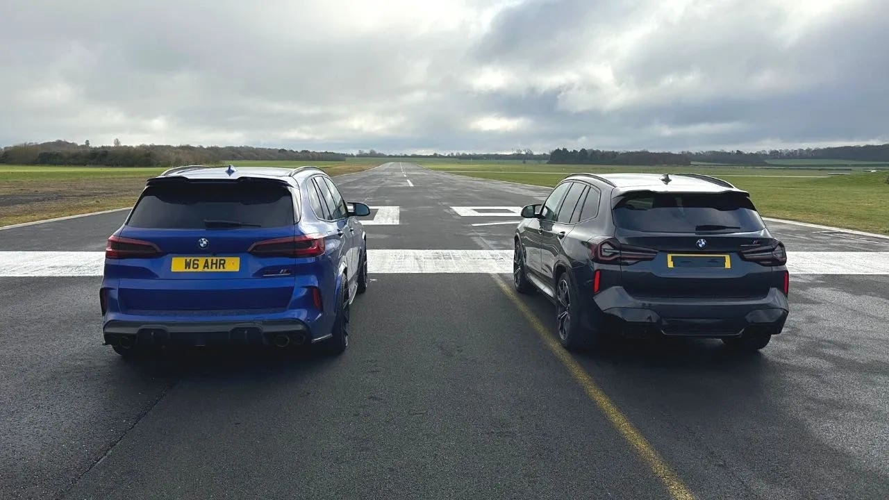 BMW X5 M Competition vs X3 M Competition drag race