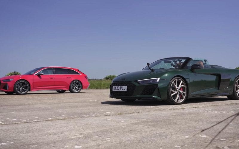 Audi RS 6 Avant vs R8 drag race