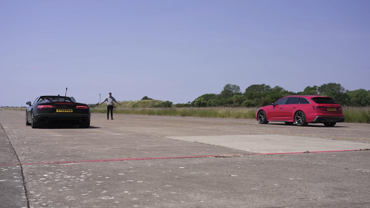 Audi RS 6 Avant vs R8 drag race