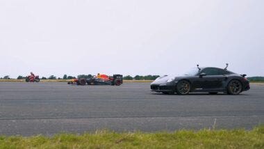 Porsche 911 Turbo S vs Red Bull RB8 vs KTM RC16