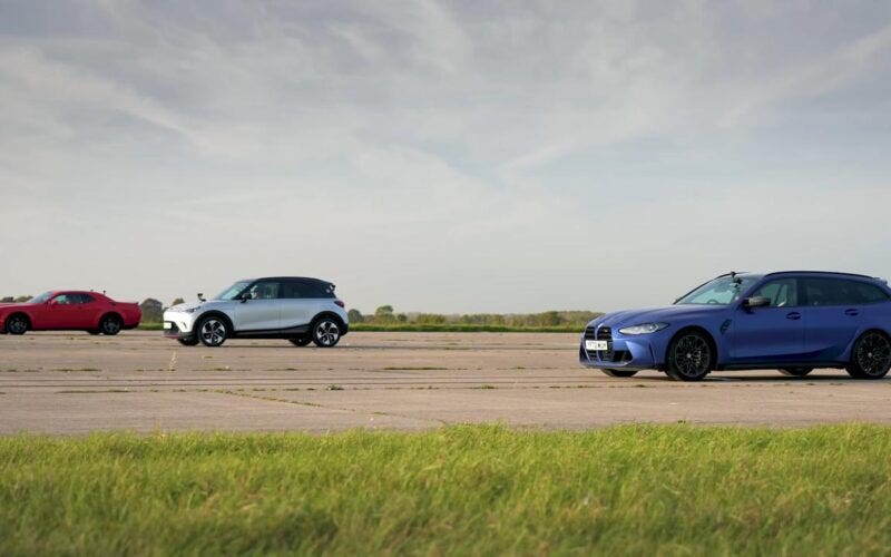Dodge Challenger SRT Super Stock vs BMW M3 Touring vs Smart #1 Brabus
