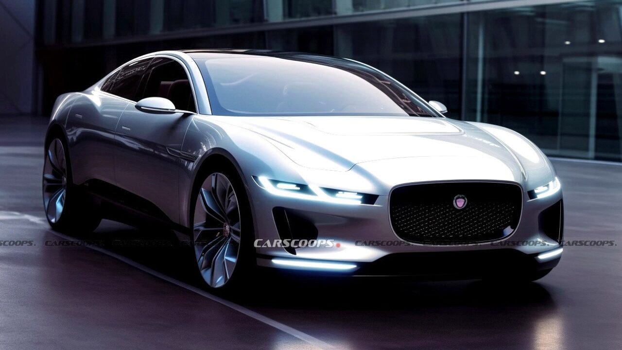 Jaguar GT elettrica 2025 render