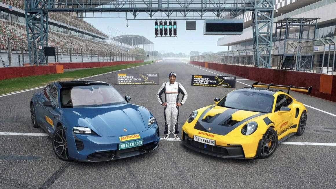 Porsche 911 GT3 RS e Taycan Turbo S record Buddh International Circuit