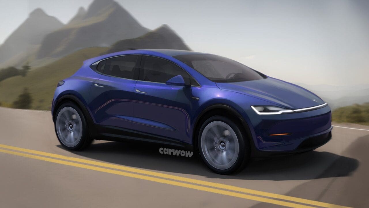 Tesla Model 2 render Carwow