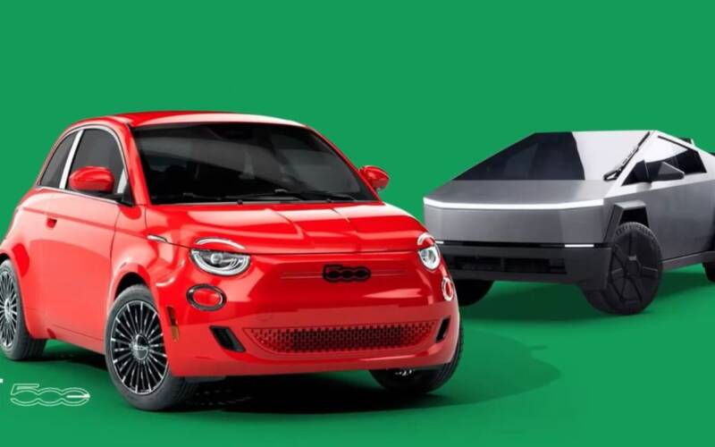 Fiat 500e Tesla Cybertruck