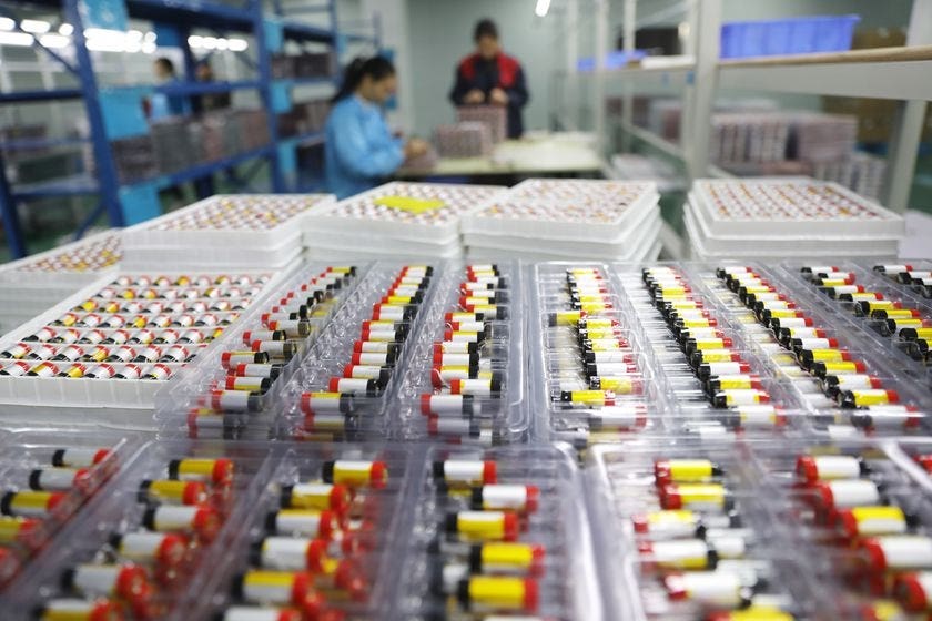 lavorazione batterie in cina