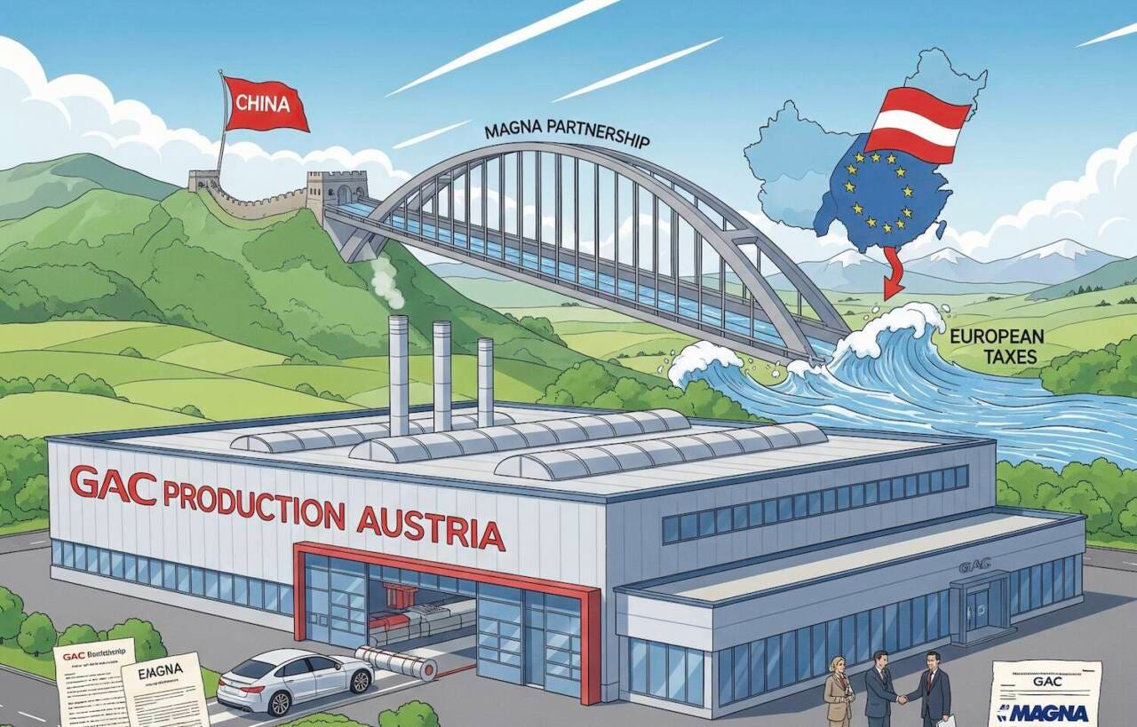 La cinese GAC aggirerà le tasse europee con una strategia lecita: produrrà in Austria tramite Magna. 