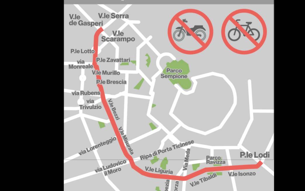 divieto moto e bici milano