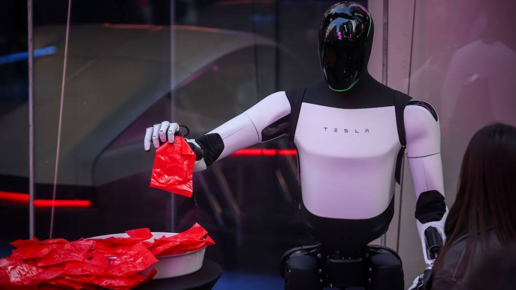 Tesla Showcases Optimus Robot And Cybercab At Nasdaq Marketsite